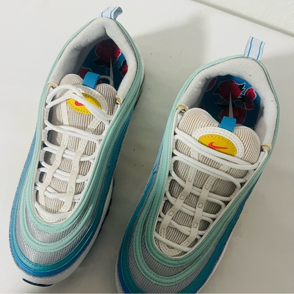 Nike Mens US Size 7 Air Max 97 DQ7644-100 Spring Floral Running White Blue Green - Picture 3 of 7